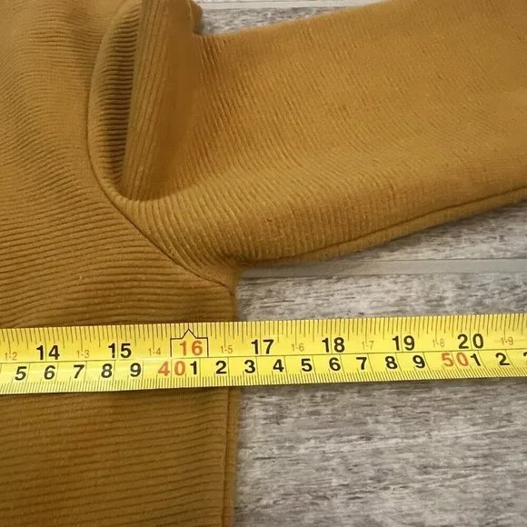 Boden Anita Ottoman Shift Dress Size 6P Gold Blue Ribbed Pullover Pockets Mini - Picture 6 of 7